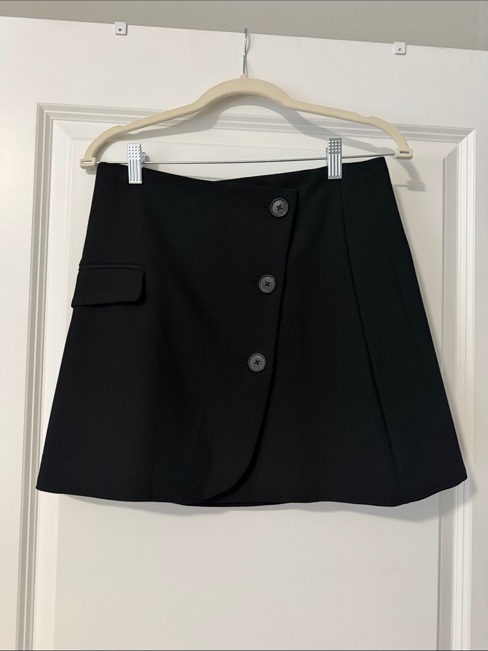 a new day Black Mini Skirt with Button Front